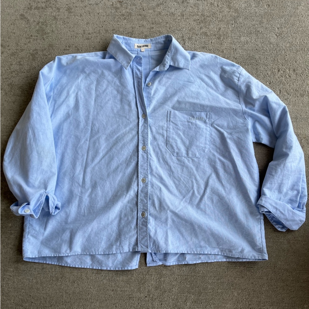 Djerf Avenue breezy blue shirt button down long sleeve - Picture 5 of 7